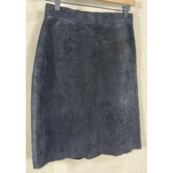 Vtg Express Compagnie International Skirt Women's 25" 0 Black 100% Leather Suede - Picture 5 of 8